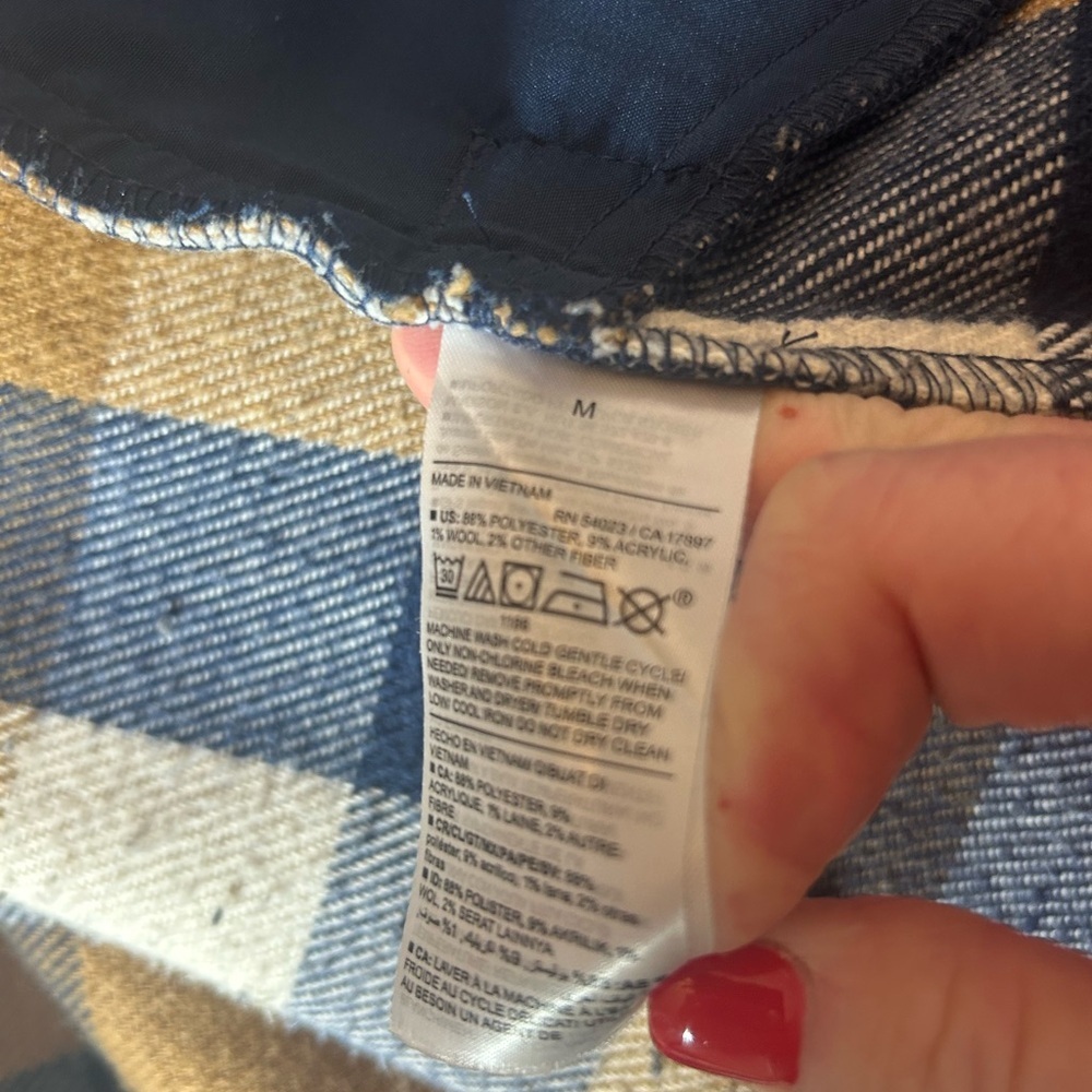 Old Navy Blue Tan White Plaid Utility Shacket Jacket Gorpcore Cabincore Size M - Picture 7 of 12
